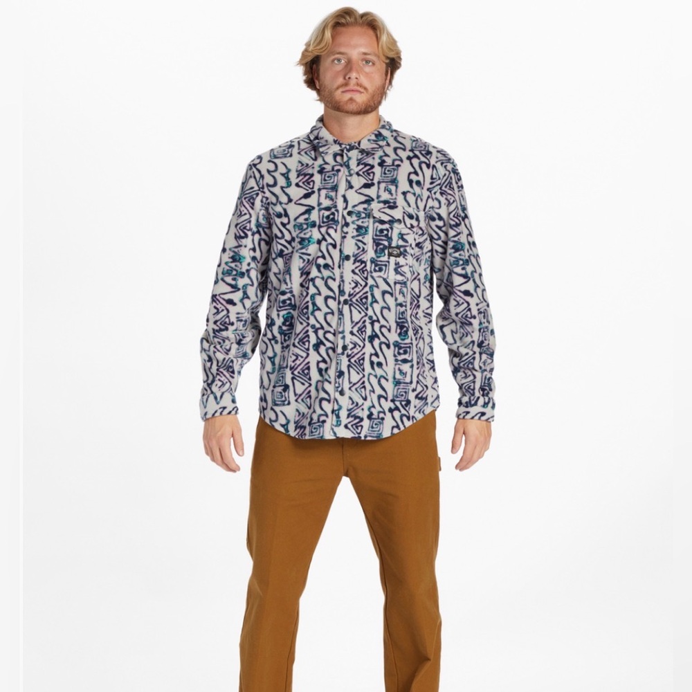 Billabong Adventure Division Furnace Flannel Fleece Overshirt in Cement Size L - Picture 15 of 15